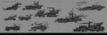 Black and white concept sketches of the Endriders' vehicles by Javier Charro.[5]