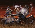 Teferi fighting a Phyrexian