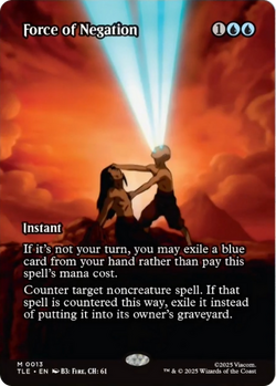 Force of Negation featuring art of Aang beginning to energybend Ozai. Blue light emits from Aang's eyes and mouth.