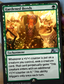 Hardened Bonds ability would give the creature a +1/+1 counter, allowing it to trigger off its own ability.[11] It was also made a rare.