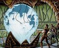 The art of Invasion Plans also shows a globe of Dominaria with Terisiare on the left (4205 AR) ©2001 Wizards of the Coast, Inc.