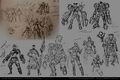 Black and white concept sketches of the Endriders by Javier Charro.[5]