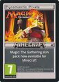 Card promoting a Minecraft crossover