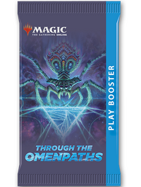 A digital play booster pack for Magic Online. It shows the art of Fateweaver, a spider weaving above an omenpath, and has a blue stripe with "Play Booster" on the right-hand side.