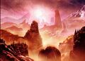 The Sokenzan Mountains. Art by John Avon.