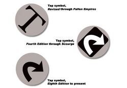 The three different tap symbols from Revised, Fourth Edition, and Eighth Edition.