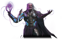 Tezzeret's darksteel body with purple energy motes.
