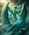 Ugin, the Spirit Dragon, Elder Dragon planeswalker, and father of Tarkir's broods. Art by Raymond Swanland.