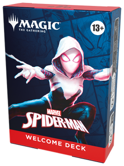 Red deck box featuring Gwen Stacy's Spider-Gwen.