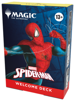 White deck box featuring Peter Parker's Spider-Man.